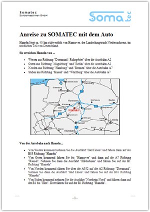 Vorschaubild Download Wegbeschreibung zu SOMATEC mit dem Auto
