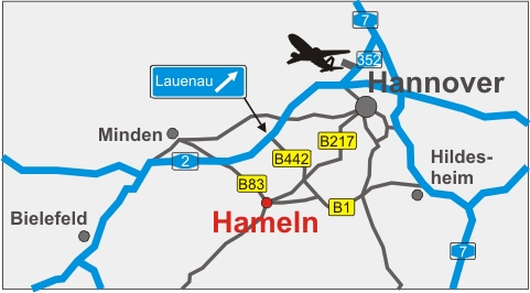 Karte Flughafen Hannover - Hameln