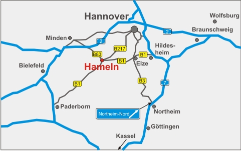 Karte Flughafen Frankfurt - Hameln