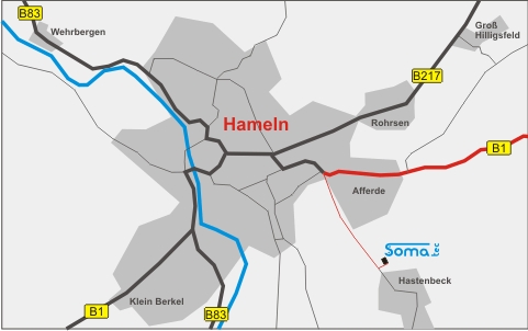 Stadtkarte Hameln von Flughafen Frankfurt