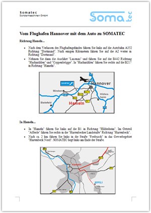 Download Wegbeschreibung zu SOMATEC mit dem Auto von Flughafen Hannover