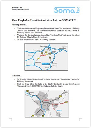 Vorschaubild Download Wegbeschreibung zu SOMATEC mit dem Auto vom Flughafen Frankfurt